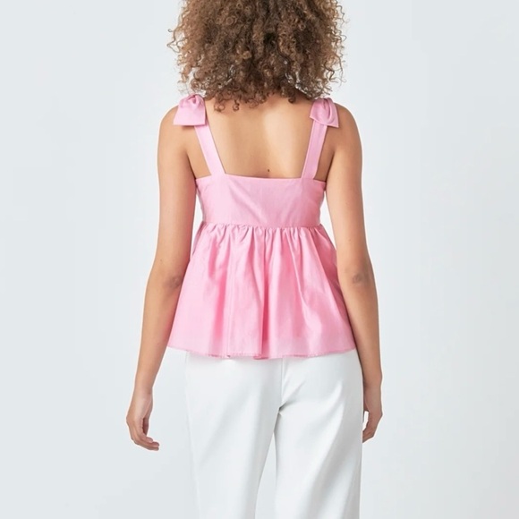 Endless Rose Womens Bow Accent Sleeveless Top Sz Medium Pink Lined Zip Closure - Picture 2 of 11